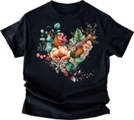 Koszulki i topy damskie - czarna koszulka z sercem serceb24 - miniaturka - grafika 1