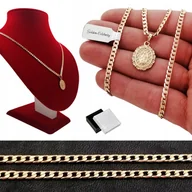 Biżuteria dla dzieci - ZŁOTY ŁAŃCUSZEK PANCERKA+MEDALIK MATKA BOSKA 60CM - miniaturka - grafika 1