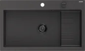 Zlewozmywaki - Mexen Omar zlewozmywak granitowy 1-komorowy 800 x 480 mm, czarny nakrapiany, syfon czarny - 6520801005-76-B - miniaturka - grafika 1