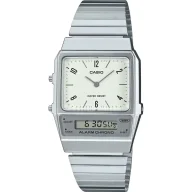 Zegarki męskie - Casio Vintage zegarek srebrny w stylu Retro z kremową tarczą AQ-800E-7A2EF - miniaturka - grafika 1