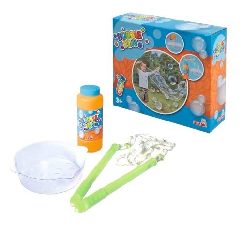 SIMBA 107286193 Bubble Fun Lasso, ogromne bańki mydlane, 2 x uchwyty z tworzywa sztucznego, 23 cm, ług, 235 ml, miska, od 3 lat