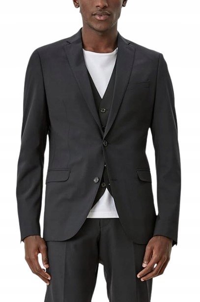 S.Oliver Czarna Marynarka Męska Z Wełny Slim Fason 40 J2A