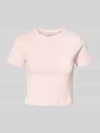 Koszulki i topy damskie - T-shirt krótki z wyhaftowanym logo - miniaturka - grafika 1