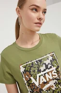 Koszulki sportowe damskie - Vans t-shirt bawełniany kolor zielony - miniaturka - grafika 1