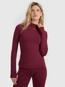 Bielizna sportowa damska - 4F Bielizna termiczna ocieplana (góra) damska - burgundowa XS - miniaturka - grafika 1