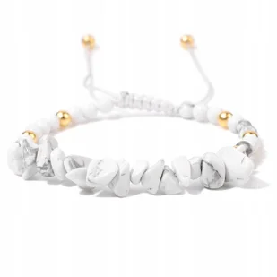 Bransoletka Pleciona Kamień Naturalny Biały Turkus Korale 5-8 mm Regulacja - Bransoletki - miniaturka - grafika 1