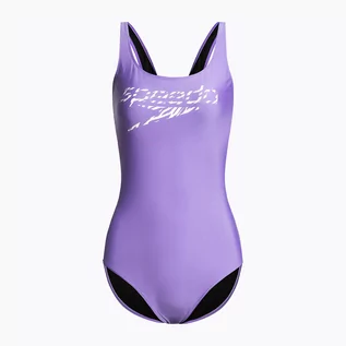 Stroje kąpielowe dla dziewczynek - Strój kąpielowy jednoczęściowy damski Speedo Logo Deep U-Back fioletowy 68-12369 32 - grafika 1
