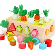 Sortery dla dzieci - SORTER KLOCKI DREWNIANE KOSTKA MONTESSORI WARZYWA OWOCE 31 ELEMENTÓW - miniaturka - grafika 1