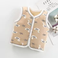 Bluzki dla niemowląt - Slowmoose Kardigan bez rękawów, chłodna kurtka - Futrzana kamizelka tkanina zimowa Krem 18M - miniaturka - grafika 1