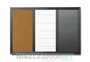 Tablica 3w1 kredowo-magnetyczna, suchościeralno-magnetyczna i korkowa w ramie 60x40cm - Akcesoria do tablic - miniaturka - grafika 1