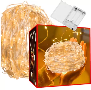 Lampki Druciki Na Baterie 100 Led Białe Ciepłe 10M Y99 - Oświetlenie świąteczne Lampki Druciki Na Baterie 100 Led Białe Ciepłe 10M Y99 - Oświetlenie świąteczne - miniaturka - grafika 1