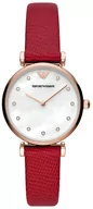 Zegarki damskie - Zegarek Emporio Armani AR11388 RED LEATHER - miniaturka - grafika 1