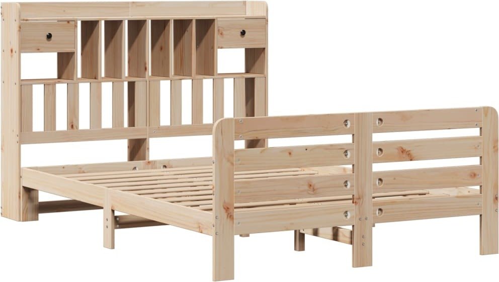 vidaXL Łóżko z litego drewna z półką bez materaca 140x190 cm drewno sosnowe