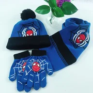Czapki dla dzieci - TEMU Marvel Jesień i Czapka Avengers Spider-Man Styl Beanie + Szal + Rękawiczki Wszechstronny Odporny na Zimno Unisex Ciepły Zestaw - miniaturka - grafika 1