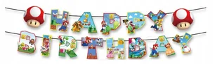 Girlanda MARIO BROS urodzinowa Baner 180cm - Dekoracje sali - miniaturka - grafika 1