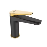 Baterie umywalkowe - Laveo Rubio bateria umywalkowa stojąca czarny/złoty BVR722G - miniaturka - grafika 1