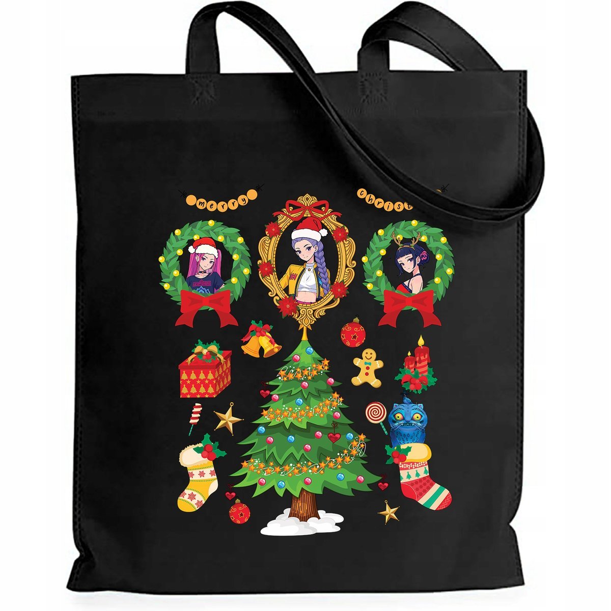 Torba Czarna Eko ŁOWCZYNIE DEMONÓW ŚWIĘTA Prezent Na Mikołajki Pod Choinkę