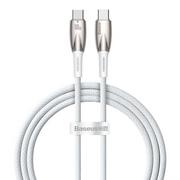 Kable USB - Baseus Glimmer Series kabel z szybkim ładowaniem USB-C 480Mb/s PD 100W 1m biały - miniaturka - grafika 1