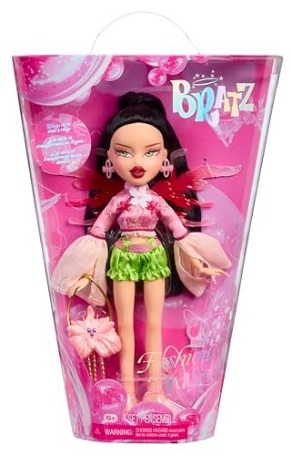 Bratz Fashion Pixiez Jade - Kolekcjonerska Lalka Fantasy z Prawdziwymi Ubraniami i Akcesoriami, Skrzydła Przekształcają się w Pierścionek
