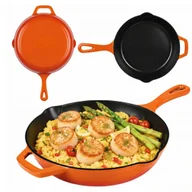 Patelnie - EMALIOWANA PATELNIA ŻELIWNA 26cm HAGE ORANGE - miniaturka - grafika 1