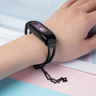 Zamienna metalowa opaska bransoleta łańcuszek pasek do Xiaomi Mi Band 6 / 5 / 4 / 3 czarny - Etui i futerały do telefonów - miniaturka - grafika 2
