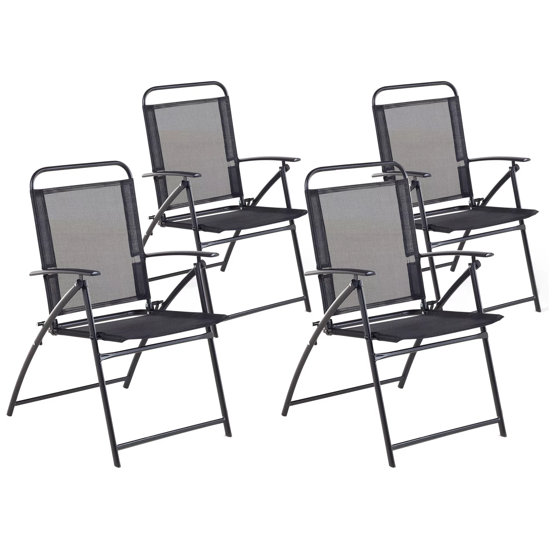 Beliani Zestaw do ogrodu 4 krzesła czarne aluminiowe składane LIVO