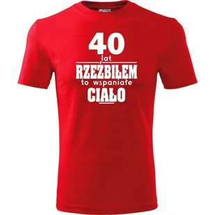 Męska Koszulka z Nadrukiem 40 lat rzeźbiłem to wspaniałe ciało na Prezent pomarańczowy M - Koszulki męskie Męska Koszulka z Nadrukiem 40 lat rzeźbiłem to wspaniałe ciało na Prezent pomarańczowy M - Koszulki męskie - miniaturka - grafika 1