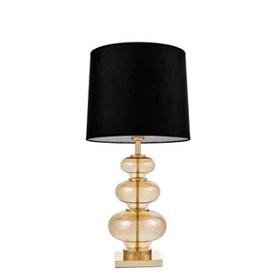 Lumina Deco BRISTON lampa nocna glamour złota szkło miodowe abażur czarny E27 - Lampy stojące - miniaturka - grafika 1