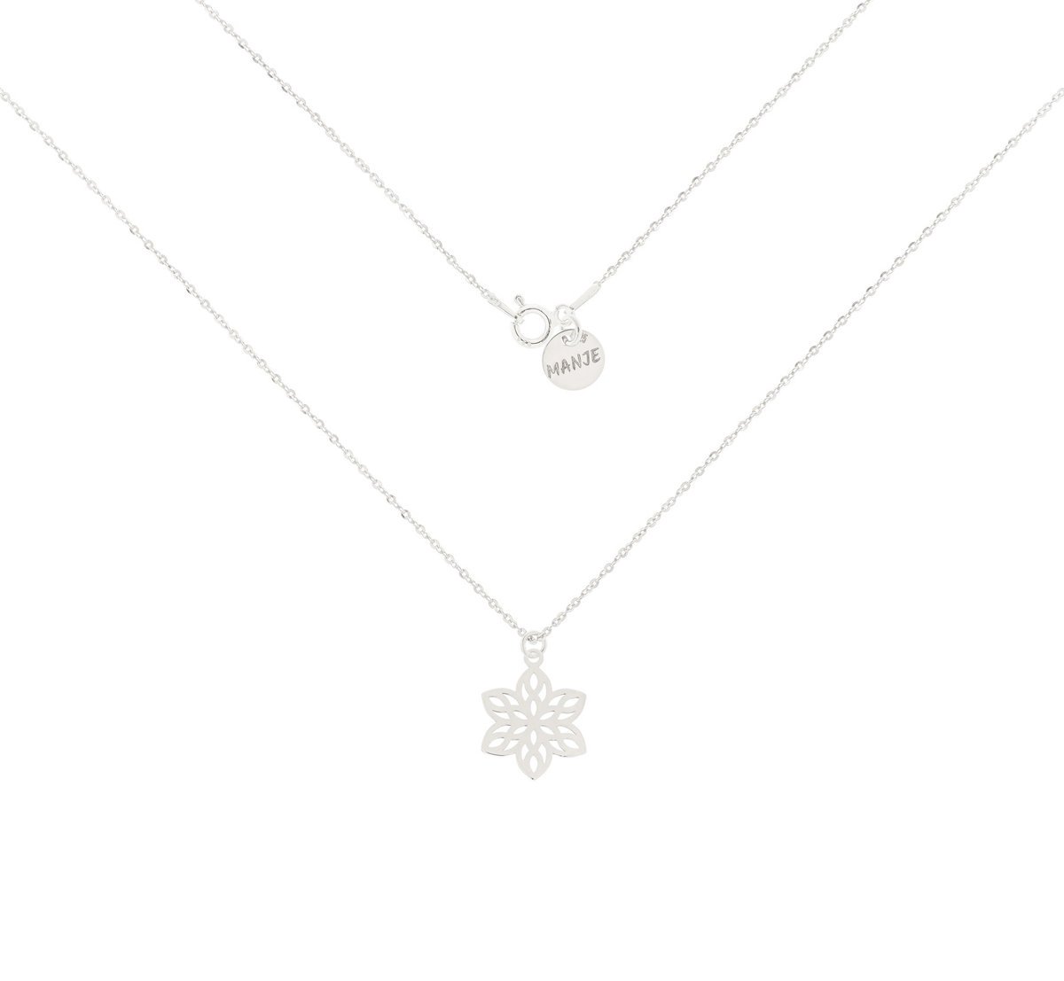 Srebrny naszyjnik z ażurowym kwiatkiem 42 cm