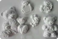 Akcesoria rzeźbiarskie - Forma do odlewów gipsu, misie, 5 elementów - miniaturka - grafika 1