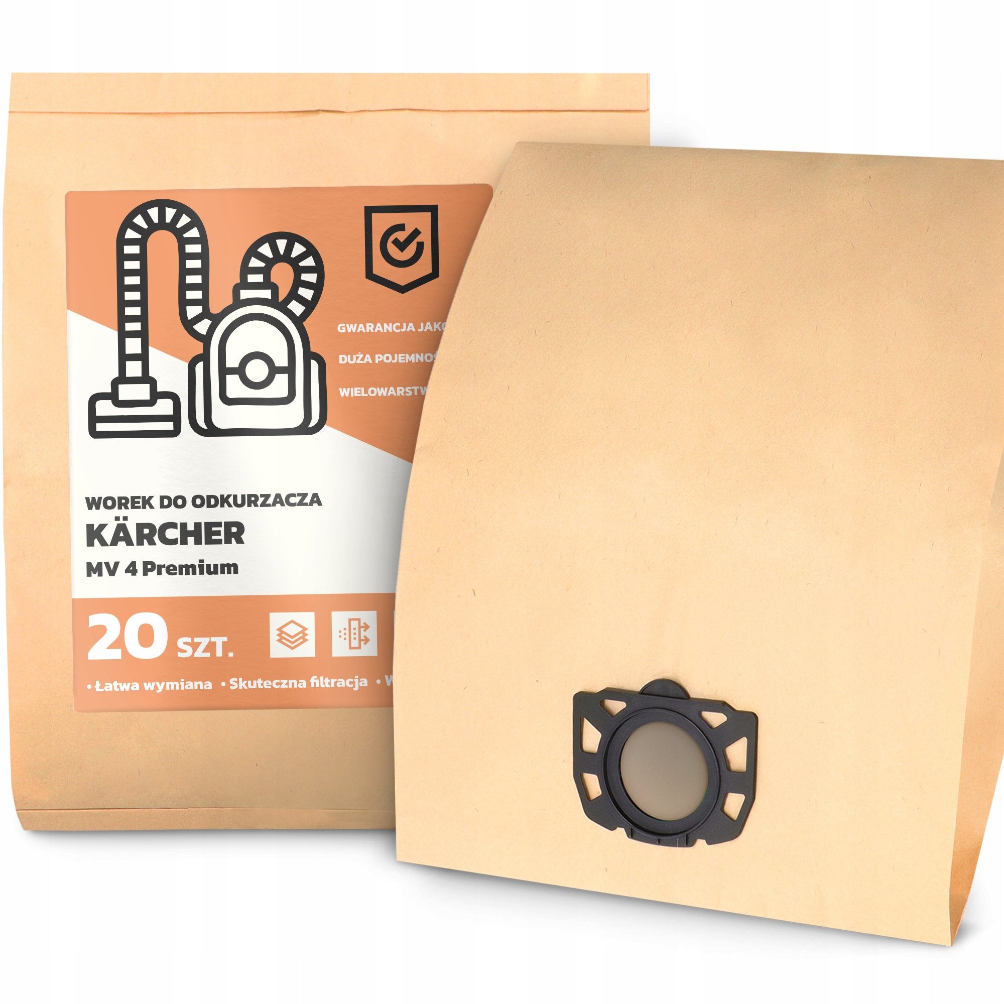 20x Worek do Odkurzacza Kärcher MV 4 Premium Pojemny Duży Torba Worki 2A-W