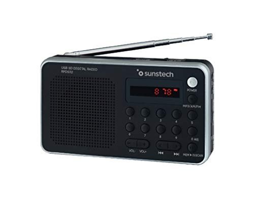 Sunstech Przenośne cyfrowe AM/FM Silver Analógica Negro Plata