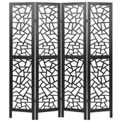 Parawany - 4-panelowy składany parawan pokojowy drewniany 170 x 163 cm czarny PIANLARGO - miniaturka - grafika 1