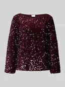 Bluzki damskie - Bluzka z cekinowym obszyciem model ‘FAITH’ - miniaturka - grafika 1