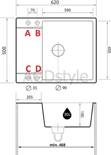BRANDE SPIRE 620-50 BEIGE (beżowy) - Zlewozmywaki - miniaturka - grafika 2