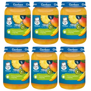 Zestaw Gerber Deser, owoce tropikalne z tapioką, po 6 miesiącu, 6 x 190 g - Desery dla dzieci - miniaturka - grafika 1