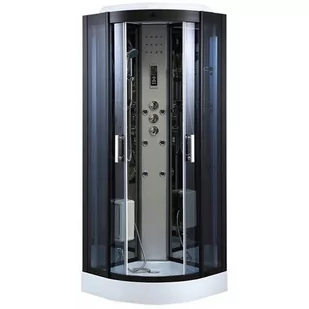 Kabina prysznicowa z hydromasażem półokrągła zabudowana czarna 90x90 MO-0513BB - Kabiny z hydromasażem - miniaturka - grafika 1