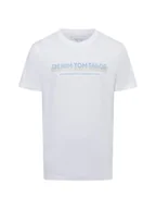 Koszulki męskie - Tom Tailor Denim T-shirt męski Mężczyźni Bawełna biały nadruk, M - miniaturka - grafika 1