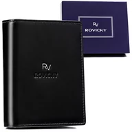 Portfele - Elegancki portfel męski składany ze skóry naturalnej z ochroną kart RFID Rovicky, czarny - miniaturka - grafika 1