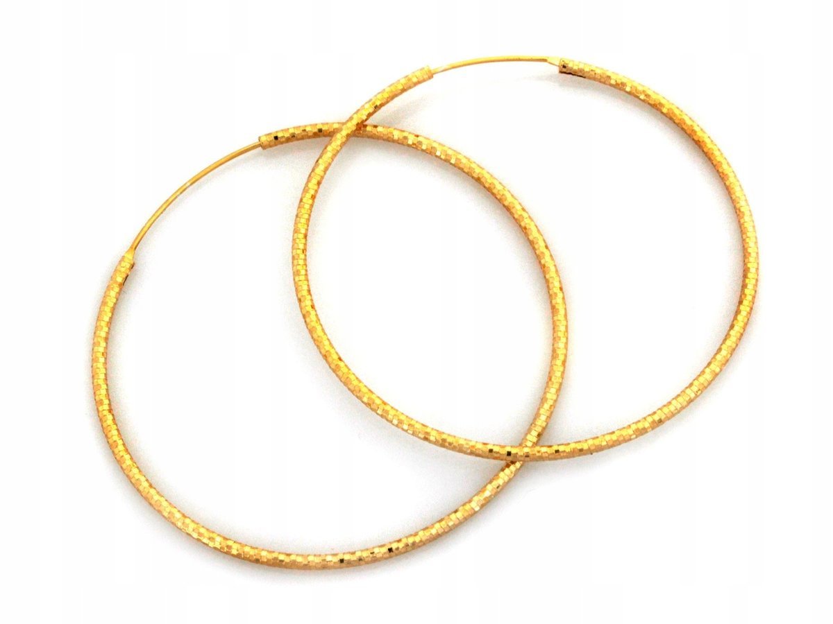 Duże pozłacane kolczyki koła 54mm ze srebra 925 szarniry modne dla kobiet