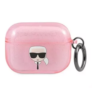 Karl Lagerfeld KLAPUKHGP AirPods Pro cover różowy/pink Glitter Karl`s Head - Akcesoria do słuchawek - miniaturka - grafika 1