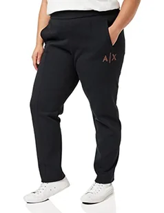 Armani Exchange Damskie spodnie dresowe z podwójną twarzą, logo z przodu, Czarny, S - Spodnie damskie - miniaturka - grafika 1