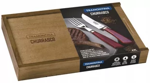 TRAMONTINA 4el. Sztućce do Steków - drewno bordowe - Zestawy sztućców - miniaturka - grafika 1