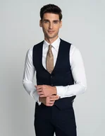 Kamizelki męskie - kamizelka do zestawu galatro slim fit granatowy - miniaturka - grafika 1