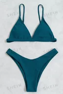 Stroje kąpielowe - Shein Strój Dwuczęściowy Niebieski Gładki L Ł9g - miniaturka - grafika 1