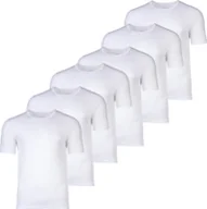 Koszulki męskie - T-shirt męski BOSS, opakowanie 6 sztuk - RN 6P Klasyczny, okrągły dekolt, krótkie rękawy, bawełna, gładki biały L - miniaturka - grafika 1