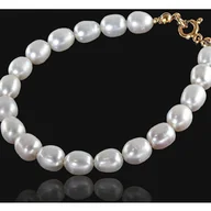 Bransoletki - Prawdziwe Perły Białe Piękna Bransoletka Złote Srebro - miniaturka - grafika 1