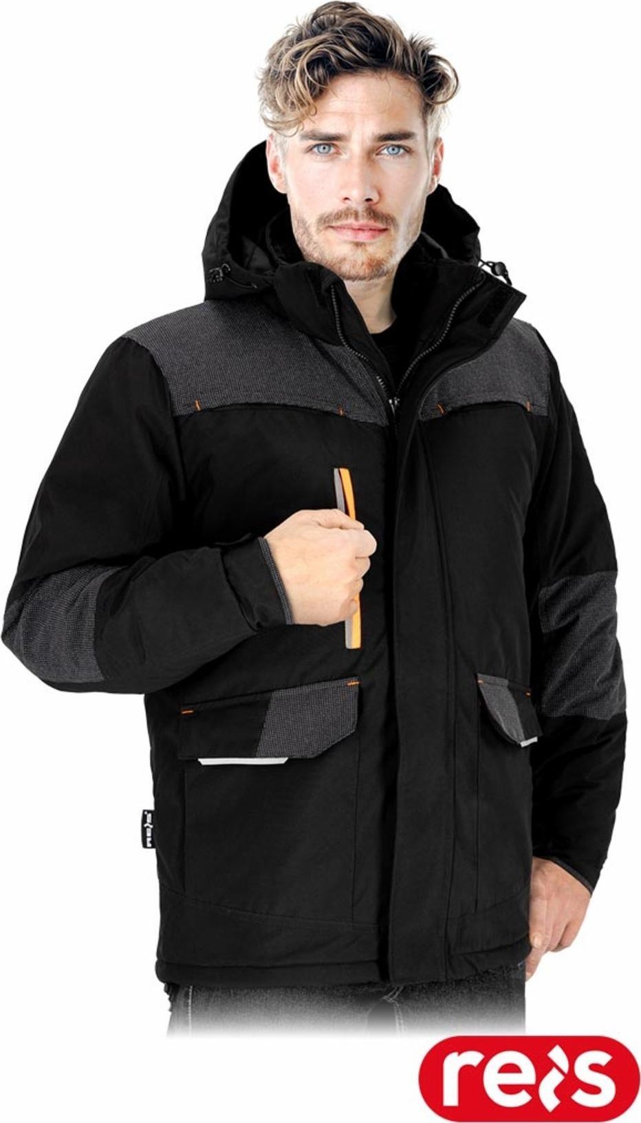 Kurtka męska Reis HOWALD - Męska kurtka ochronna ocieplana tkanina 100% poliester powlekany membraną TPU 142 g/m2 7 kieszeni pikowana podszewka zapinana na zamek dodatkowe zapięcie na rzepy odblaski 3XL