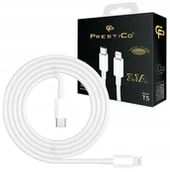 Kable USB - Kabel Usb Typ C Pd Lightning Iphone Szybkie Ładowanie 3,1A T5 1M Prestico - miniaturka - grafika 1