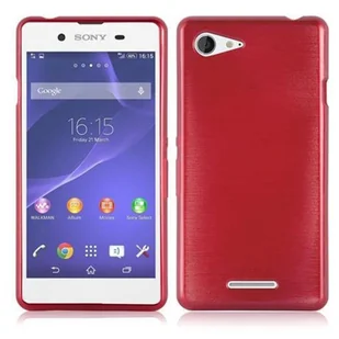 Sony Cadorabo cador Abo TPU etui ochronne do Xperia E3 etui Case Cover silikonowe w kolorze o wyglądzie szczotkowanej (Brushed ze stali nierdzewnej), Xperia E3, czerwony DE-105104 - Etui i futerały do telefonów - miniaturka - grafika 1